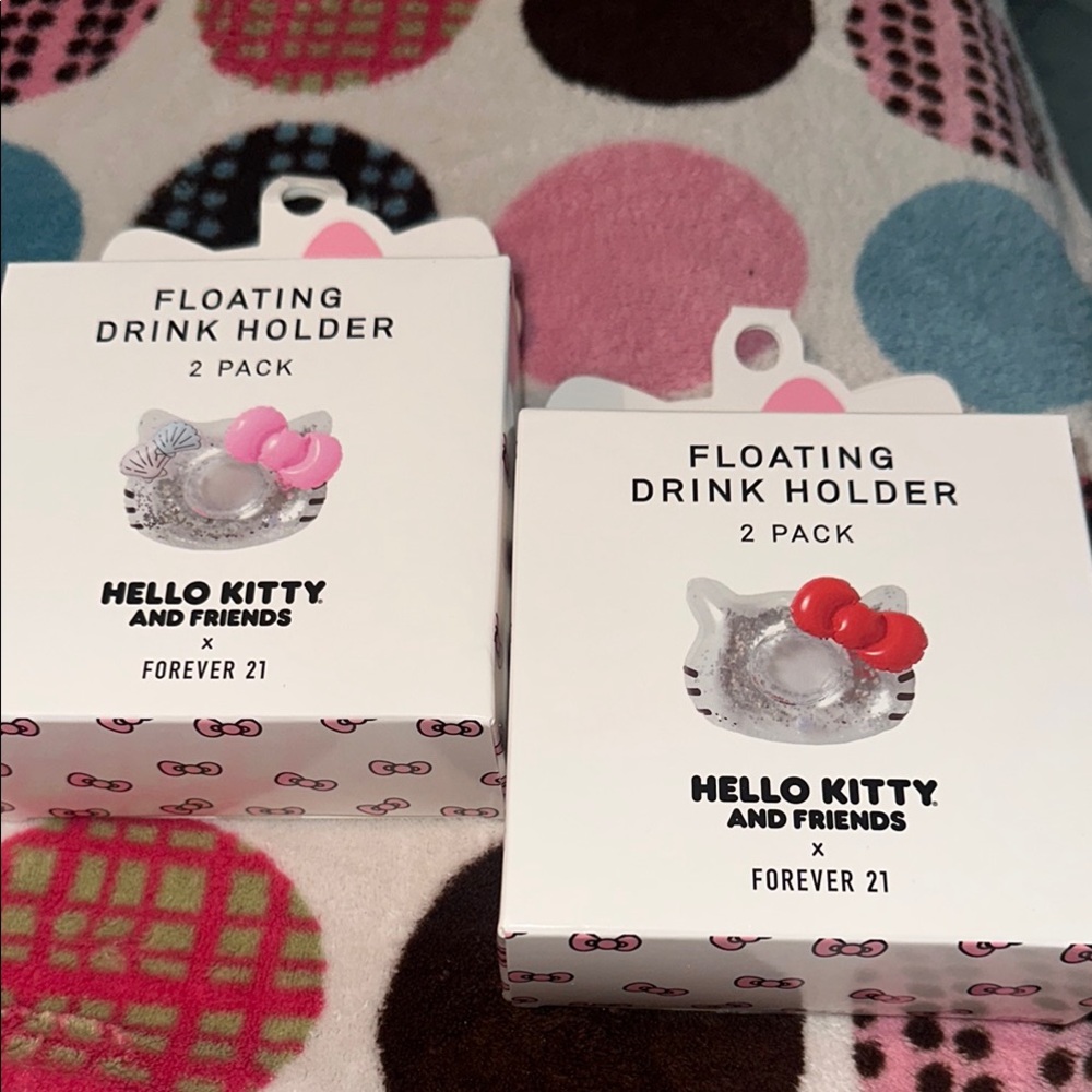 Hello Kitty Floating Drink Holder 2 Pack - Pink and Red